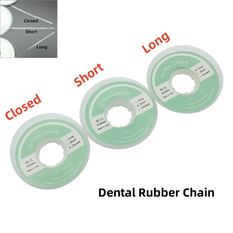 Rollo de cadena de ortodoncia Dental, banda de goma elástica, tipo continuo, 7,55 m/rollo, 2,28 pies