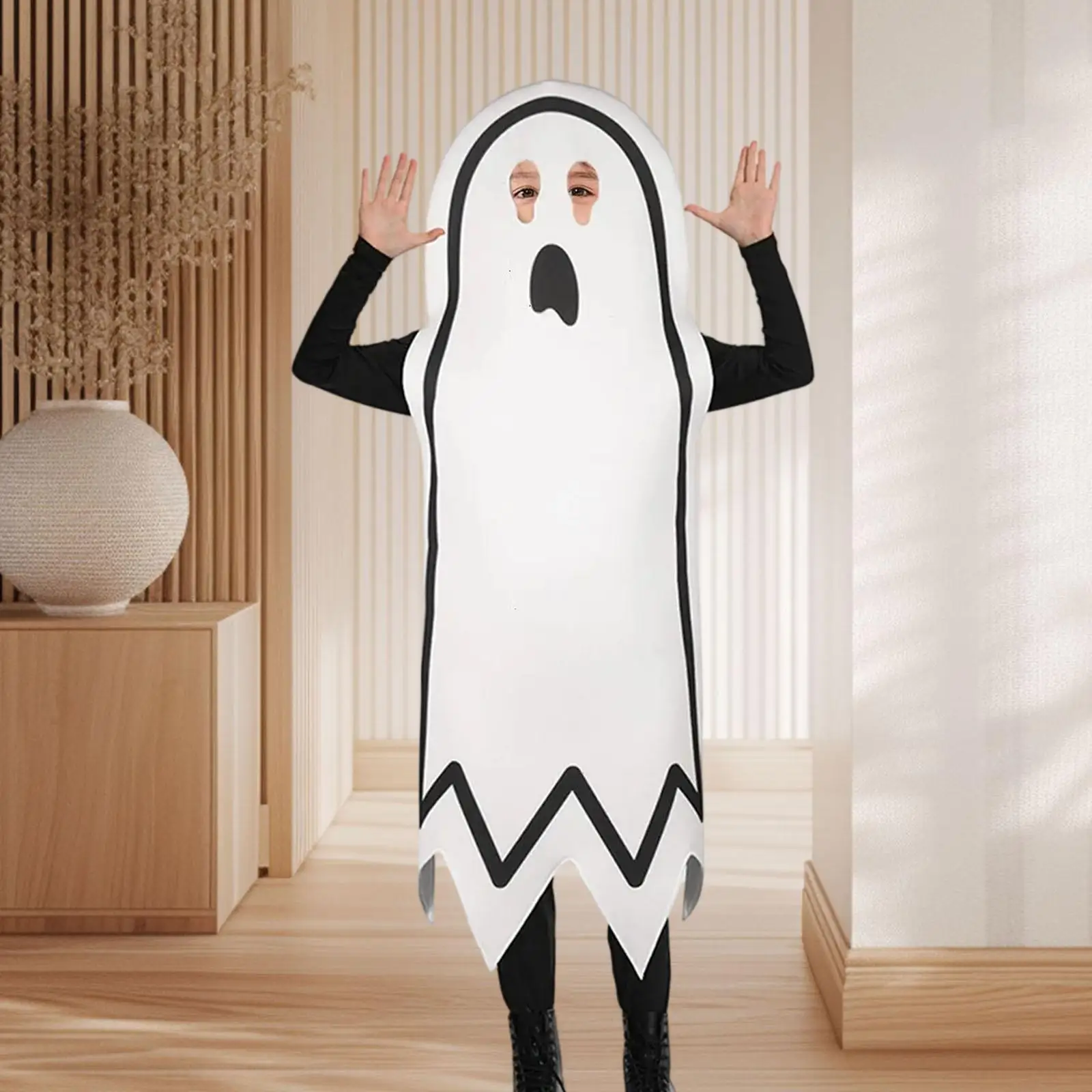 Kostium na Halloween: Straszny płaszcz ducha, przebranie na imprezę, występ sceniczny, odgrywanie ról, maskarada, karnawał.