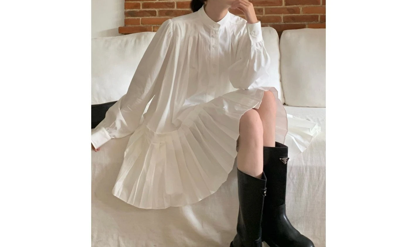 

Design-led Irregular Spring-sweet-and-spicy Long-sleeved Blouse Dress with Patchwork Pleated Skirt for Women