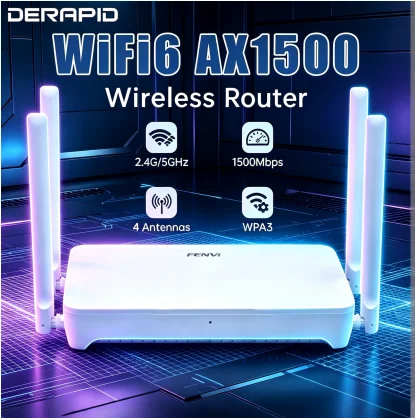 FENVI AX1500 WiFi 6 Mesh Wireless Router Dual Band 2.4GHz 5GHz 4 External High Gain Antennas Gigabit Range Extender for Home Use