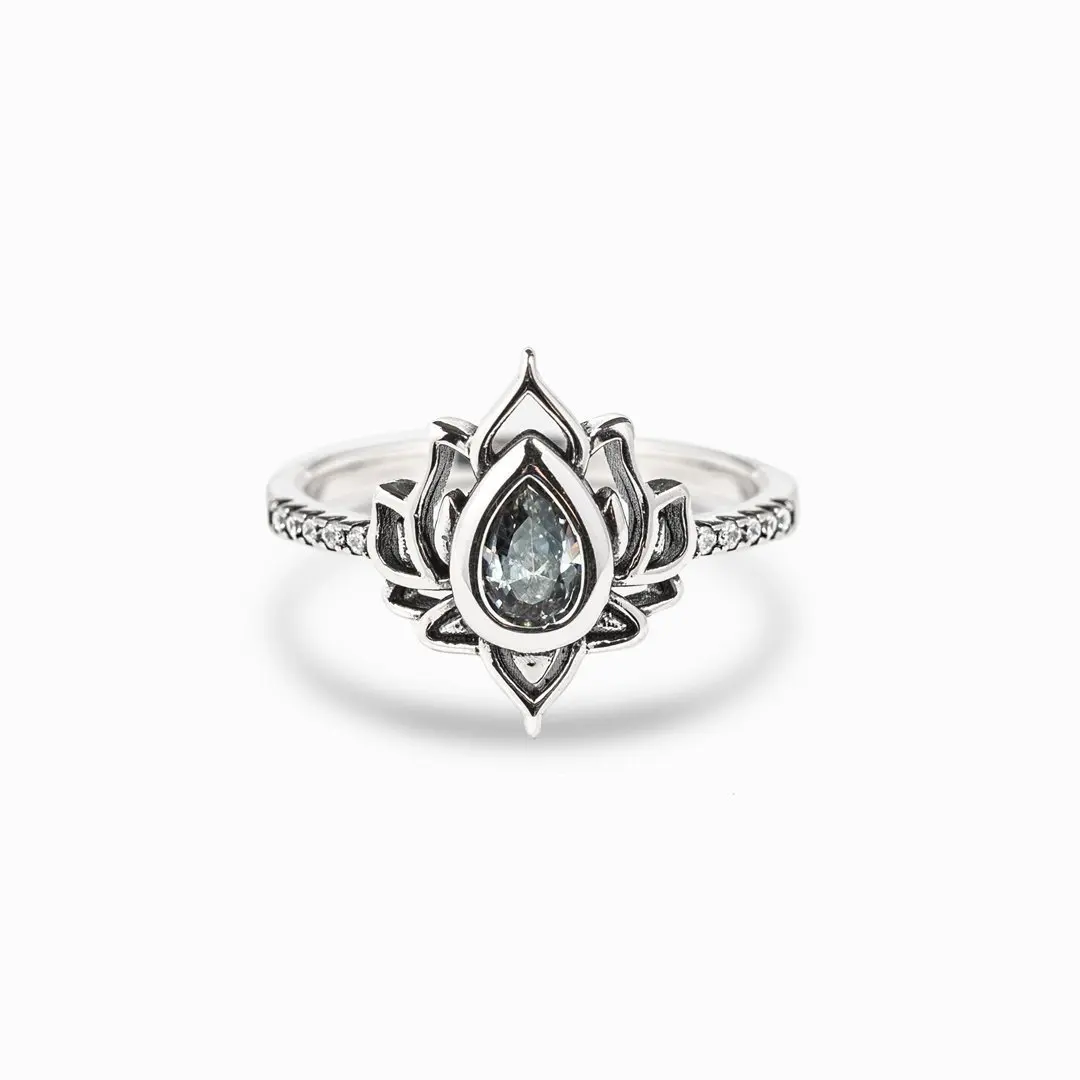 Vintage Boho Lotus Rings for Women Girls Promise Cuff Ring Stainless Steel Flower of Paradise Rings Jewelry Gifts Bague Femme