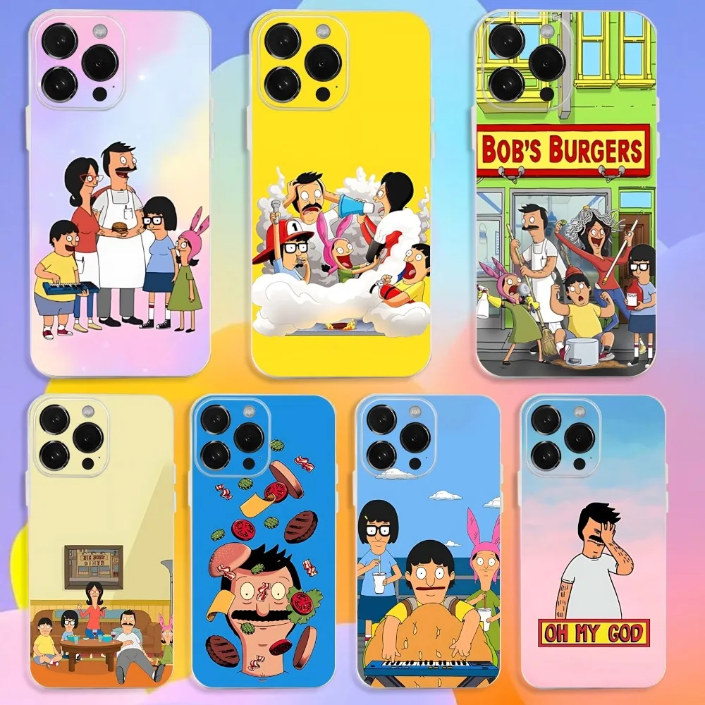 

Anime B-Bobs B-Burgers Phone Case For iPhone 16,15,14,13,12,11 Pro,Max,Plus,X,XS,XR,SE,Mini Transparent Silicone Soft