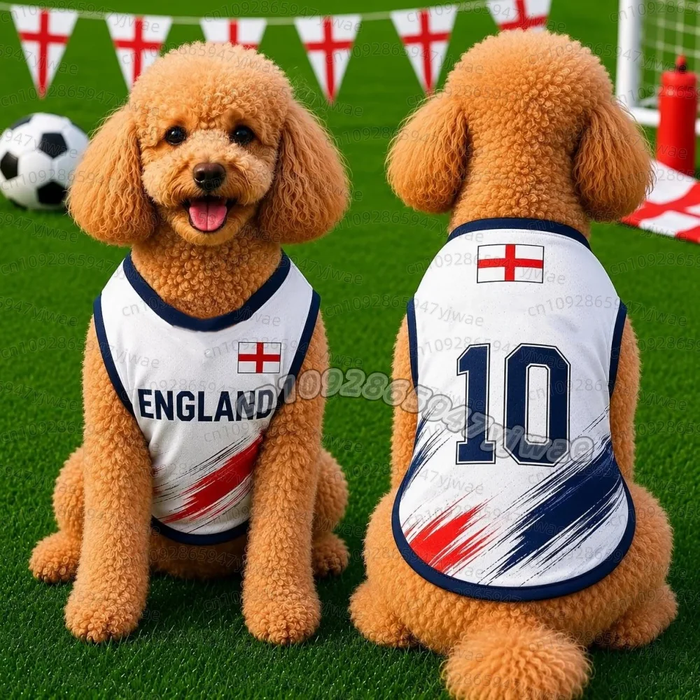 Summer Dog Clothes Spain ENGLAND NO.10 print Basketball Clothes Puppy T-Shirt Summer Pet Cat Shirts For  soccer fans  Dog
