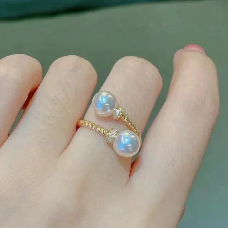 2026 New Simple Fashion Fried Dough Twists Double Bead Adjustable Ring Delicate Classic Opening Ring Essential for Celebrities