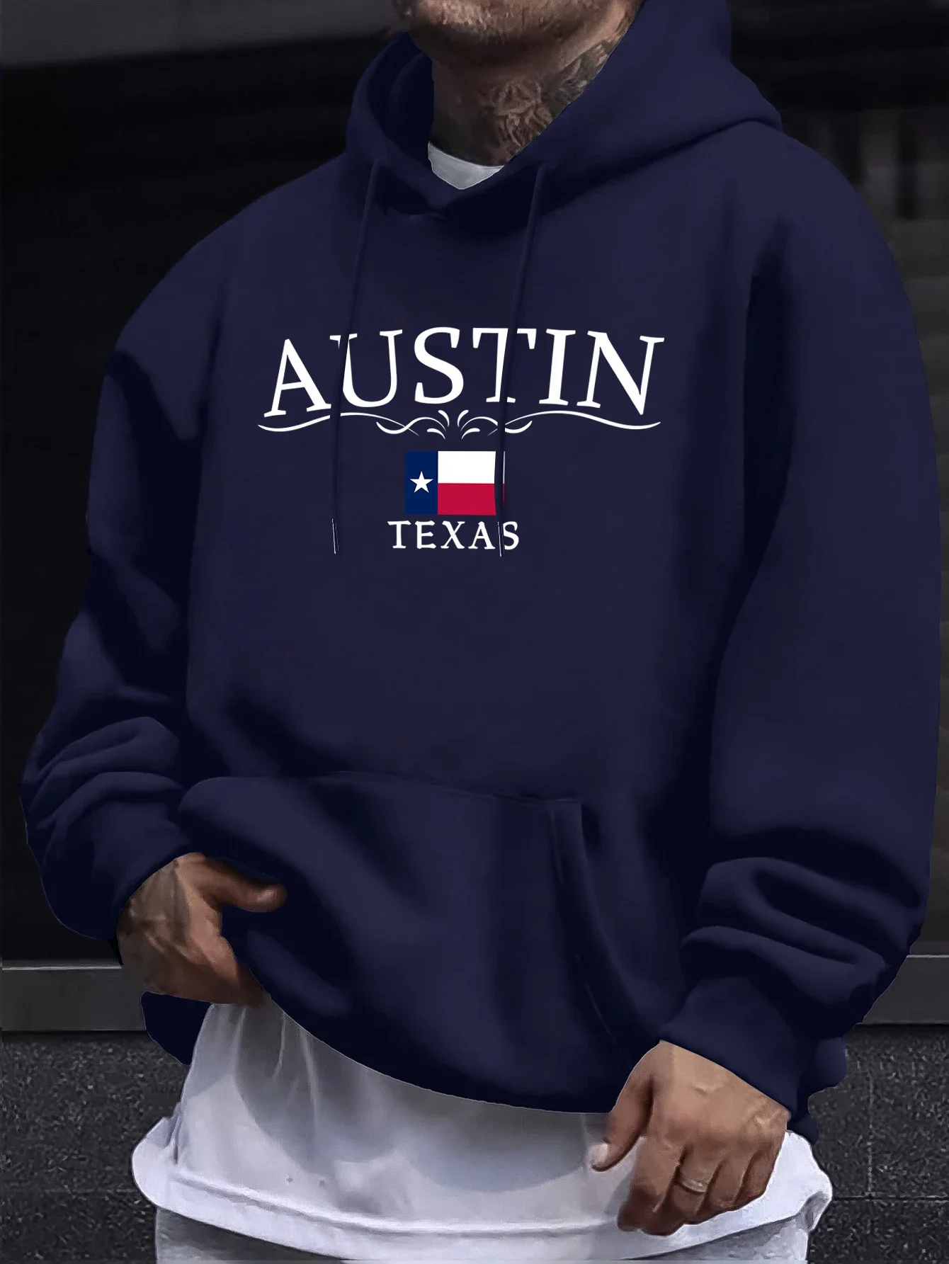Austin Texas – Sweat à capuche polaire imprimé, chaud et décontracté, pour homme, style sport et streetwear, collection automne