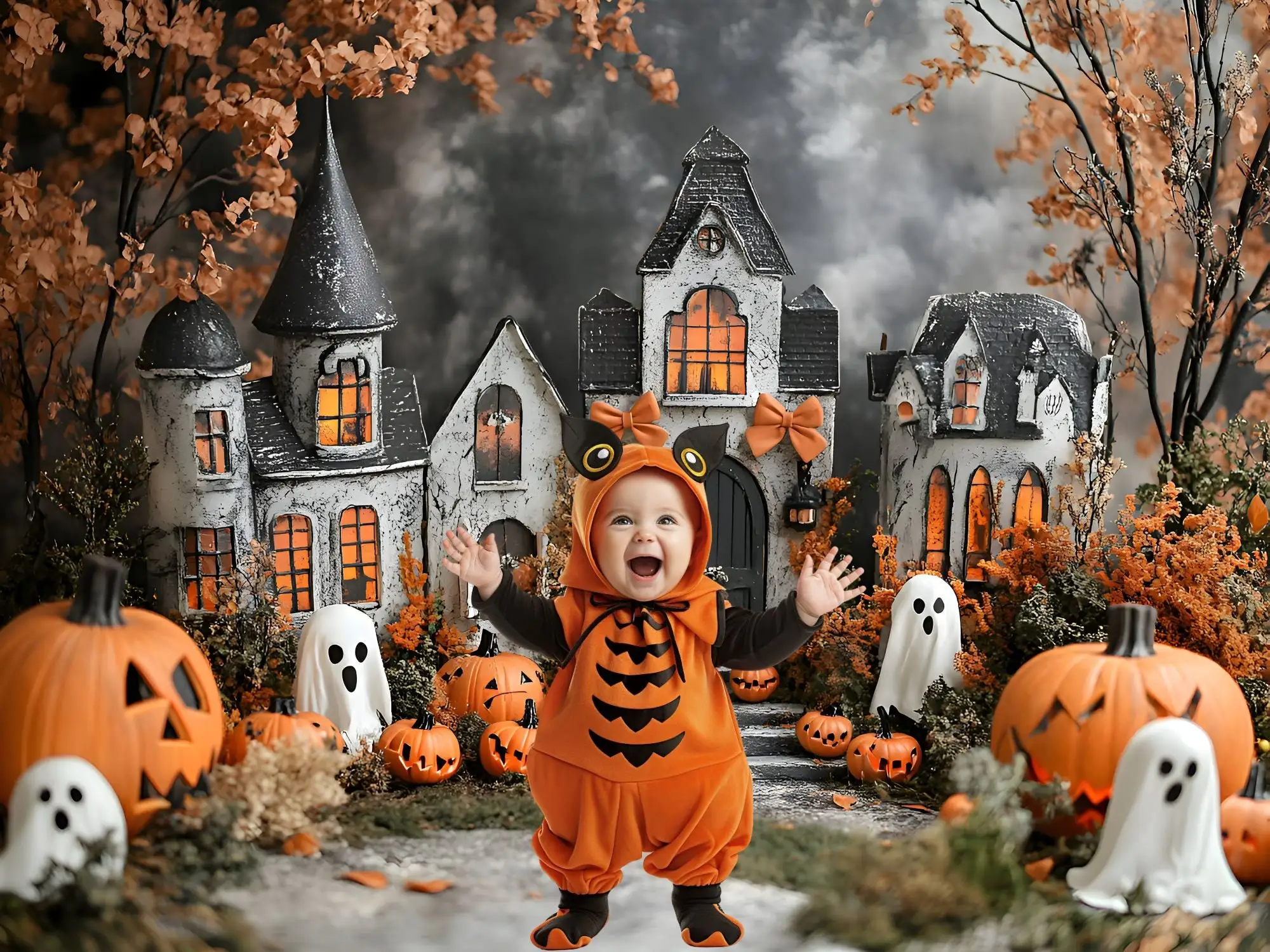 Mehofond-خلفية التصوير الفوتوغرافي للأطفال ، حفلة عيد ميلاد ، سحق الكعكة ، ديكور صورة ، خلفية لاستوديو الصور ، هالوين مخيف لطيف ، اليقطين