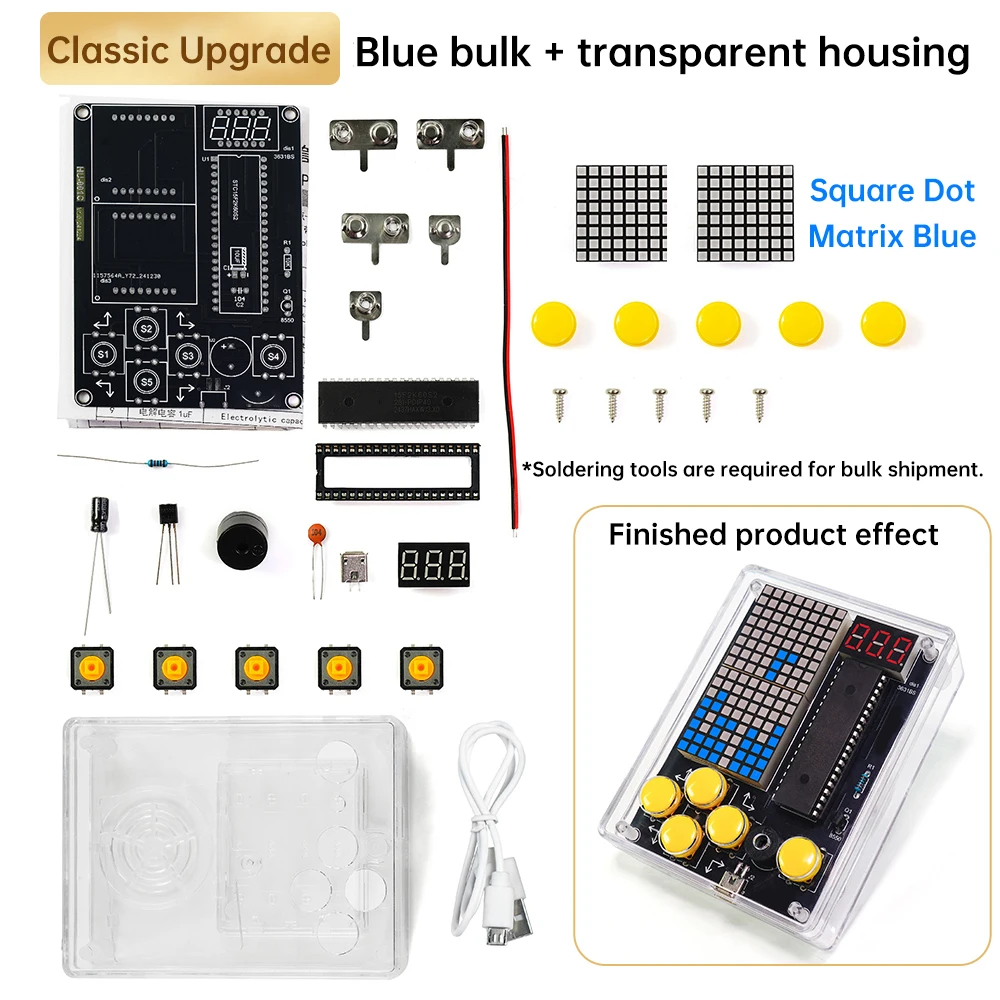 7-Pixel-Spielekonsolen-Kits, Puzzle, Pixel-Spielekonsole 51, Einzelchip-DIY, Schweißübungsteile, elektronisches DIY-Kit