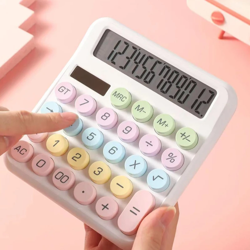 Calculadora de nivel de apariencia alta con botones grandes y pantalla grande transparente, portátil, especialmente diseñada para estudiantes