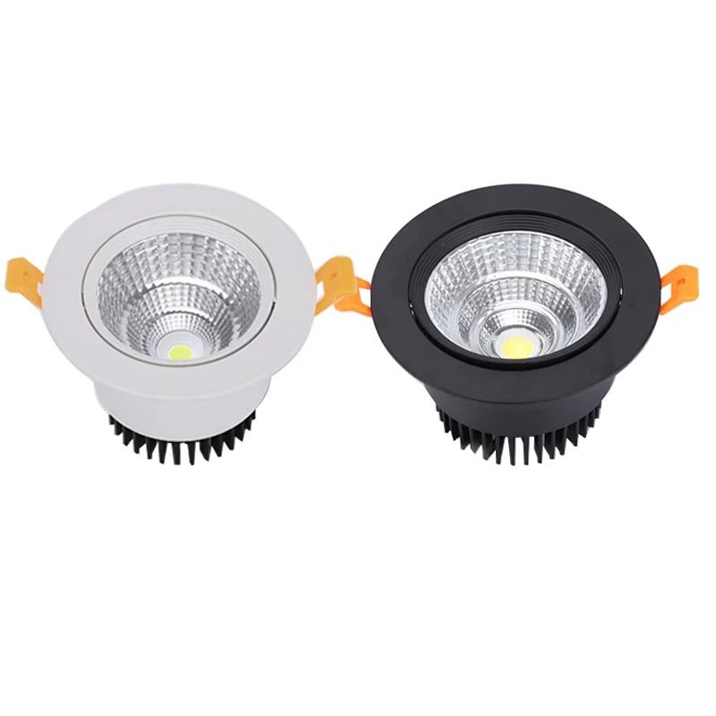 White Black LED COB Spotlight Ceiling lamp AC85-265V 3W 5W 7W 9W 12W 15W Aluminum recessed downlights round led panel light