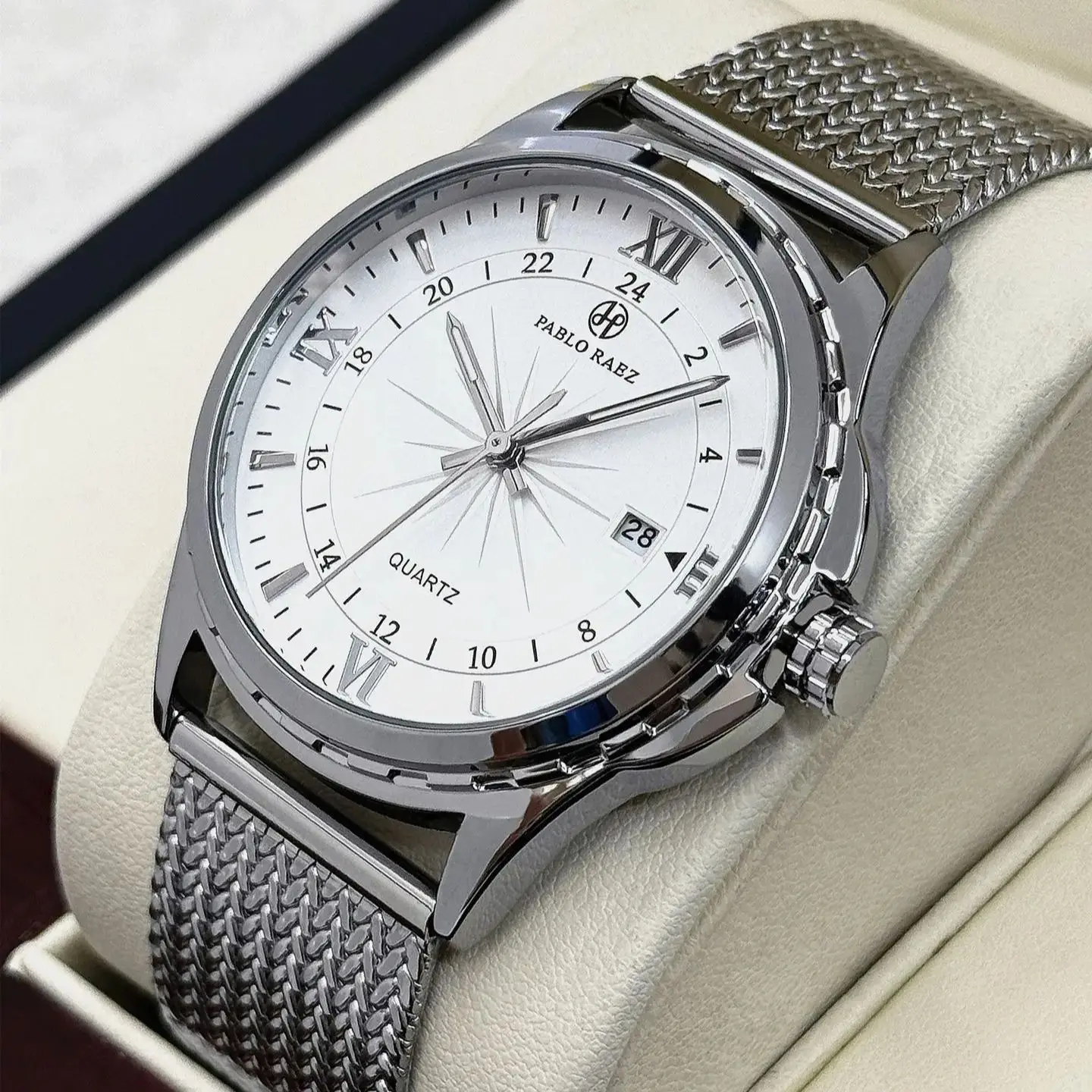 

Brand Fashion Men's Watch Stainless Steel Strap Waterproof Calendar Business Quartz Watch Male Clock