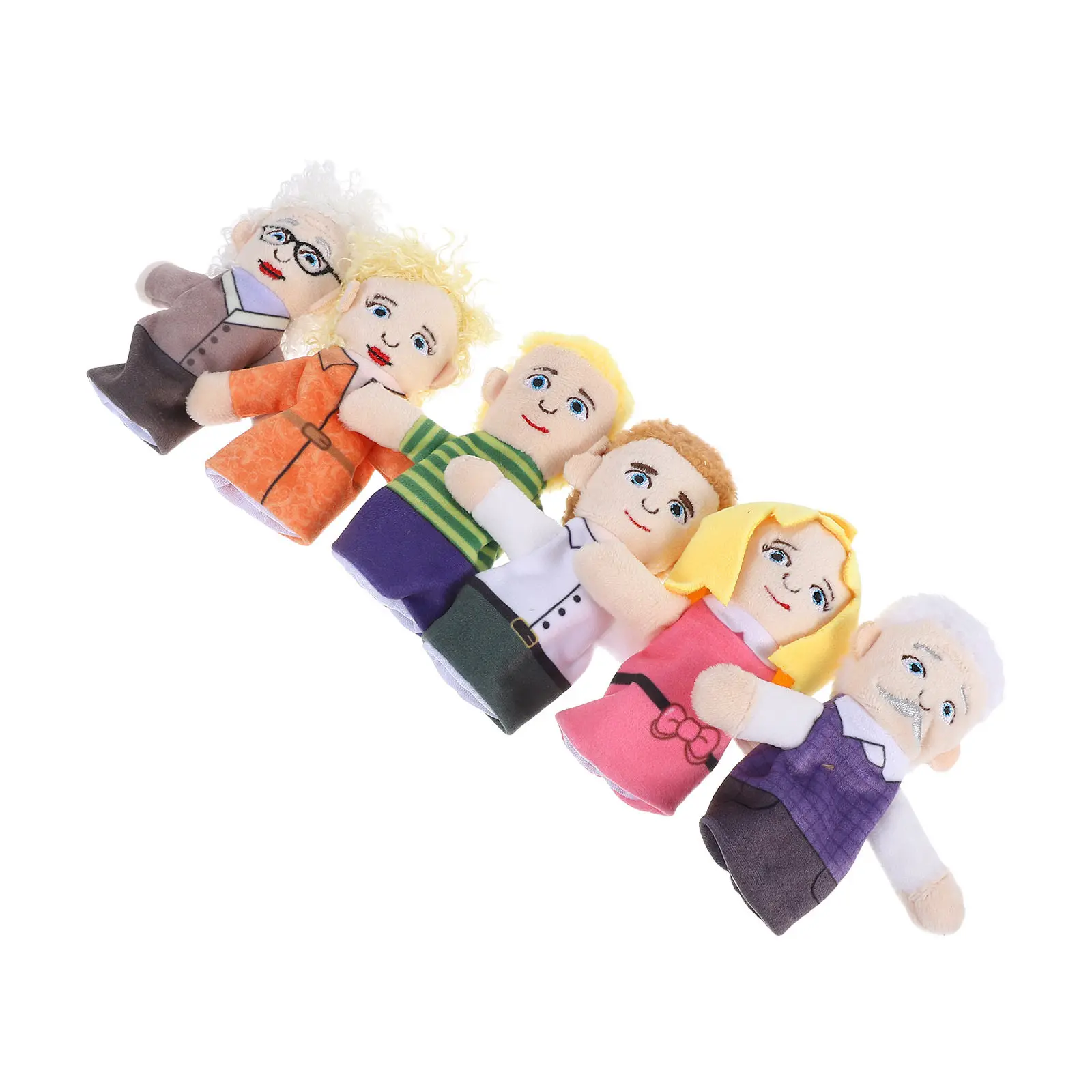 6Pcs Family Finger Puppets Soft Detailed Interactive Educational Story Time Hand Puppets Set for Playtime Learning