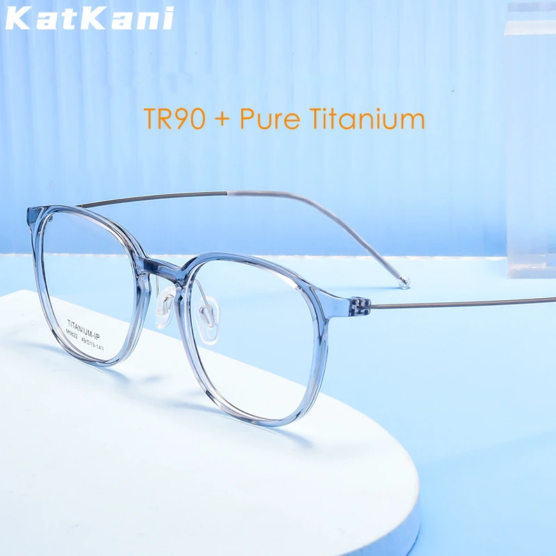 

KatKani Ultra-light Fashion Retro Round Pure Titanium Transparent Optical Prescription Small Glasses Frame Men And Women 5822N