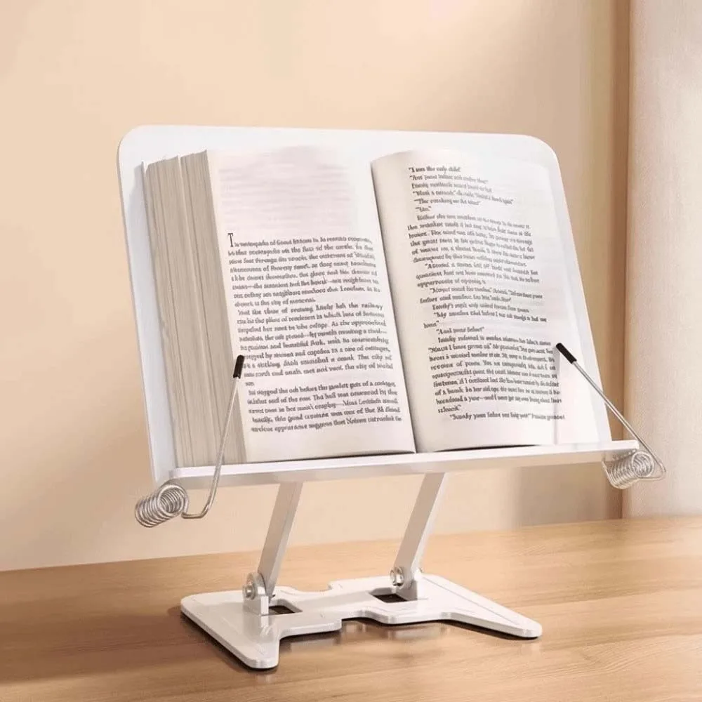 Laptop Riser Full Metal Reading Stand Rotating Foldable Book Holder Sturdy Mechanical Bookstand Bedside