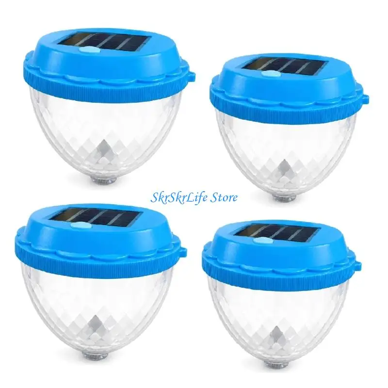 E65E Floating Pool Light with Solar Charging, 7-Color Lighting and Clear Faceted Shade for Backyard Water Features Use