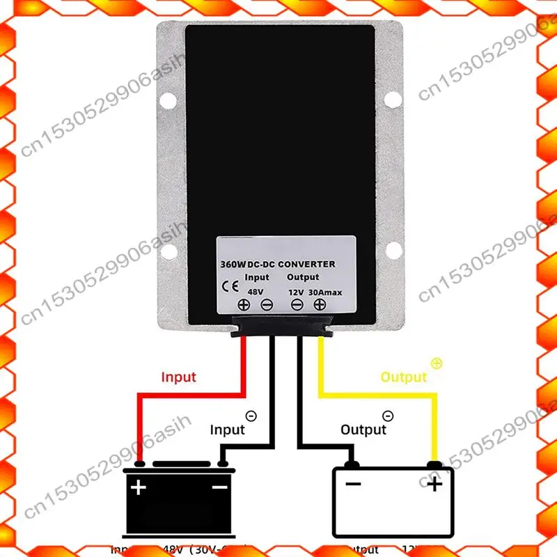 -AT52 DC/DC Converter Regulator Voltage Reducer 36V 48V Step Down To 12V 30A 360W, For Golf Cart, Forklifts, Car, Vehicle