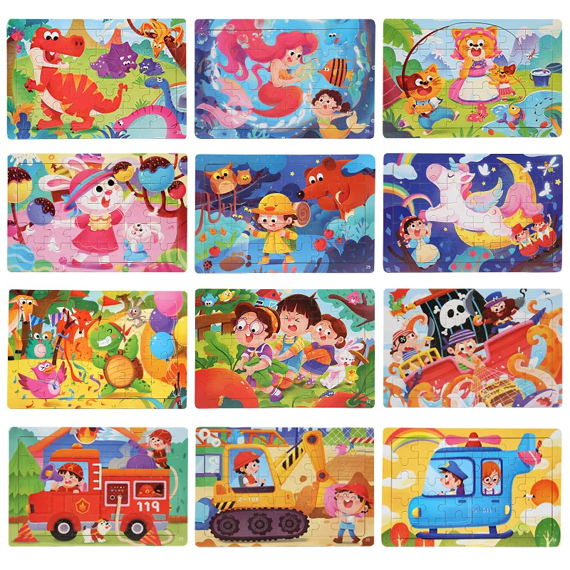 30 PCS Montessori 3d Puzzle Cartoon Animal Jigsaw Wood Puzzle Game Early Learning Educational Toys Gifts For Children