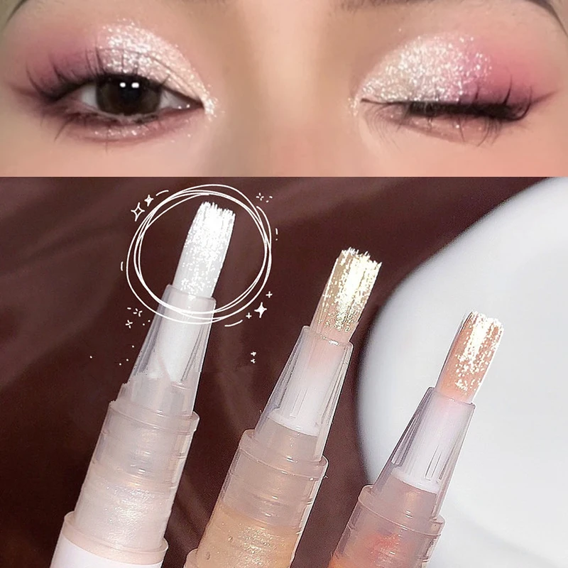 Glitter Líquido Highlighter Pen Shimmer À Prova D' Água Líquido Champanhe Sombra Deitado Silkworm Duradoura Brilhante Beleza Maquiagem Ferramentas