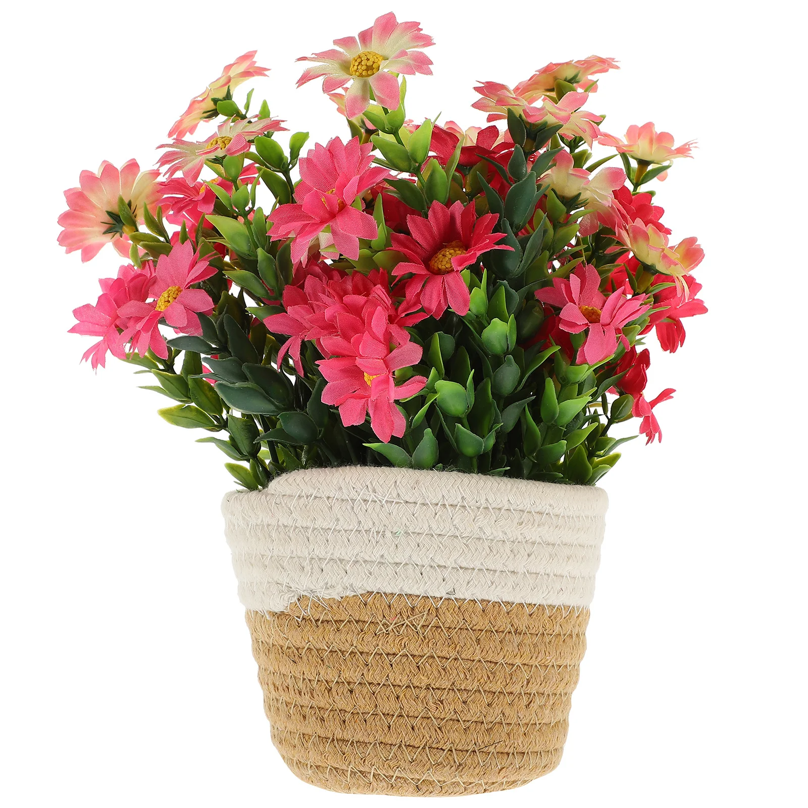 

Woven Flower Basket Artificial Potted Plant Small Fake Bonsai Lifelike Greenery Home Office Desktop Decor Simulated Plant