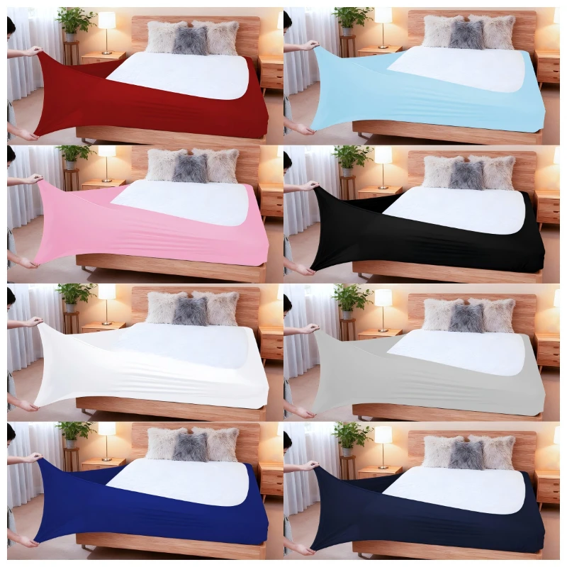 High Stretch Box Spring Cover,Super Stretchy Wrap Around 4 Sides Elastic Bed Skirt,Wrinkle Fading Resistant,Washable Easy Fit