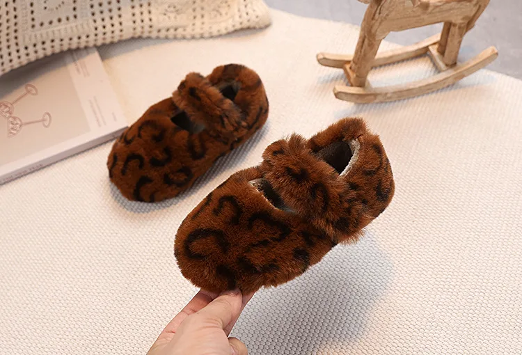 Kinder Warme Flache Freizeitschuhe 2027 Mode Herbst Winter Koreanische Leopardenmuster Plüschschuhe Plüsch Mädchen Baumwollschuhe – Detail 18