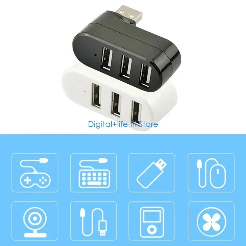 

E06D 3 Port USB Hub Mini USB 2.0 High Speed Hub Splitter Box For PC Laptop U Disk