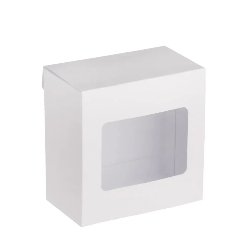 10Pcs DIY Kraft Paper Gift Box Cake Package with Clear PVC Window Candy Wrapping Bag Wedding Birthday Party Favors Package Box