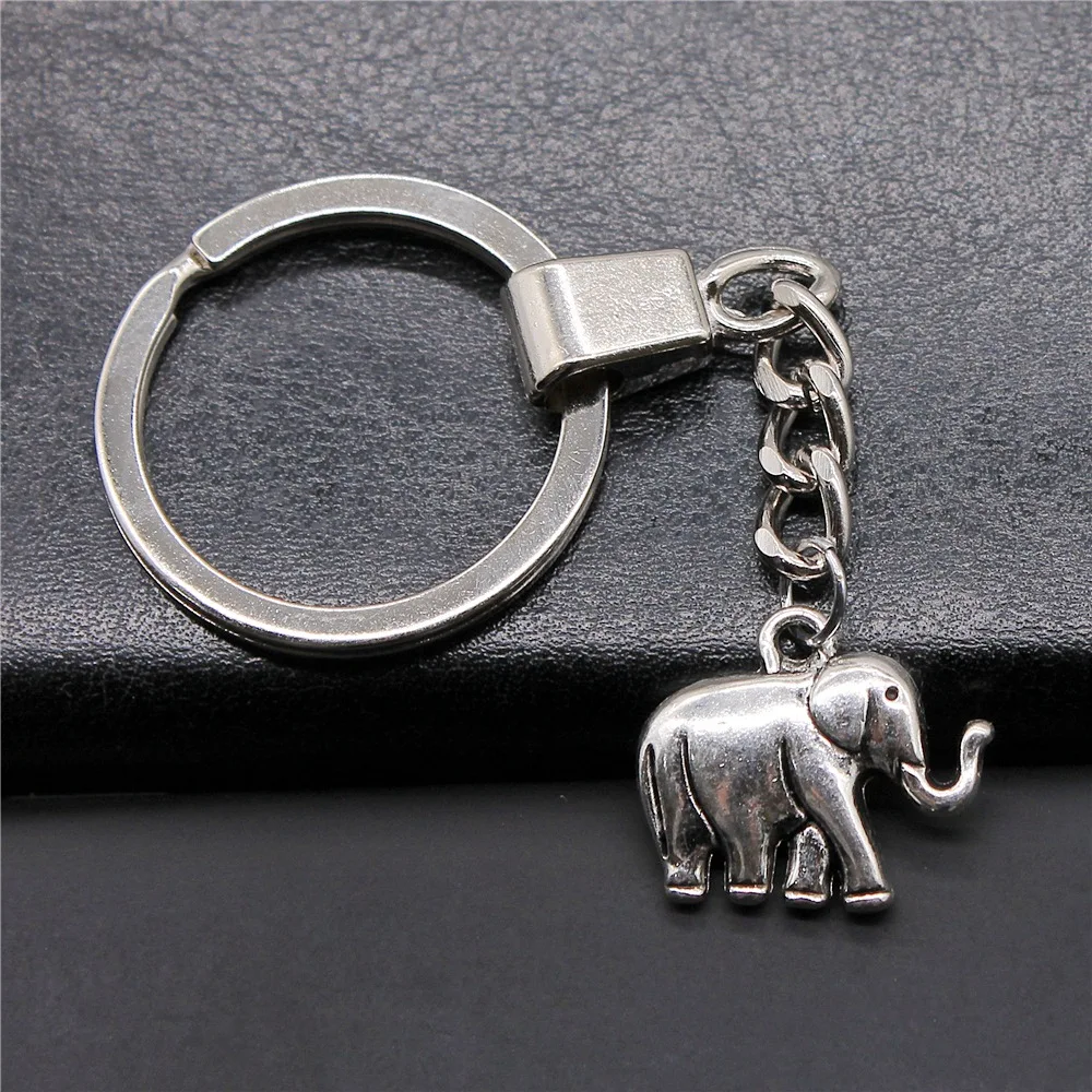 Woemn Men Keychain Antique Silver Color 21x18x5mm Elephant Pendant Keyring Gift