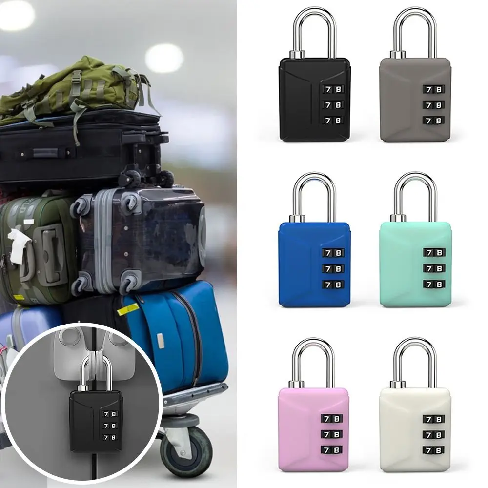 Portable 3 Dial Digit Combination Lock Dormitory Cabinet  Lock Password Lock Backpack Zipper Lock Luggage Padlock