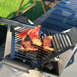 Detachable Triangular Grill Rack Card-type Windproof Barbecue Rack High-temperature Resistant Camping Wood Heating Fire Pit