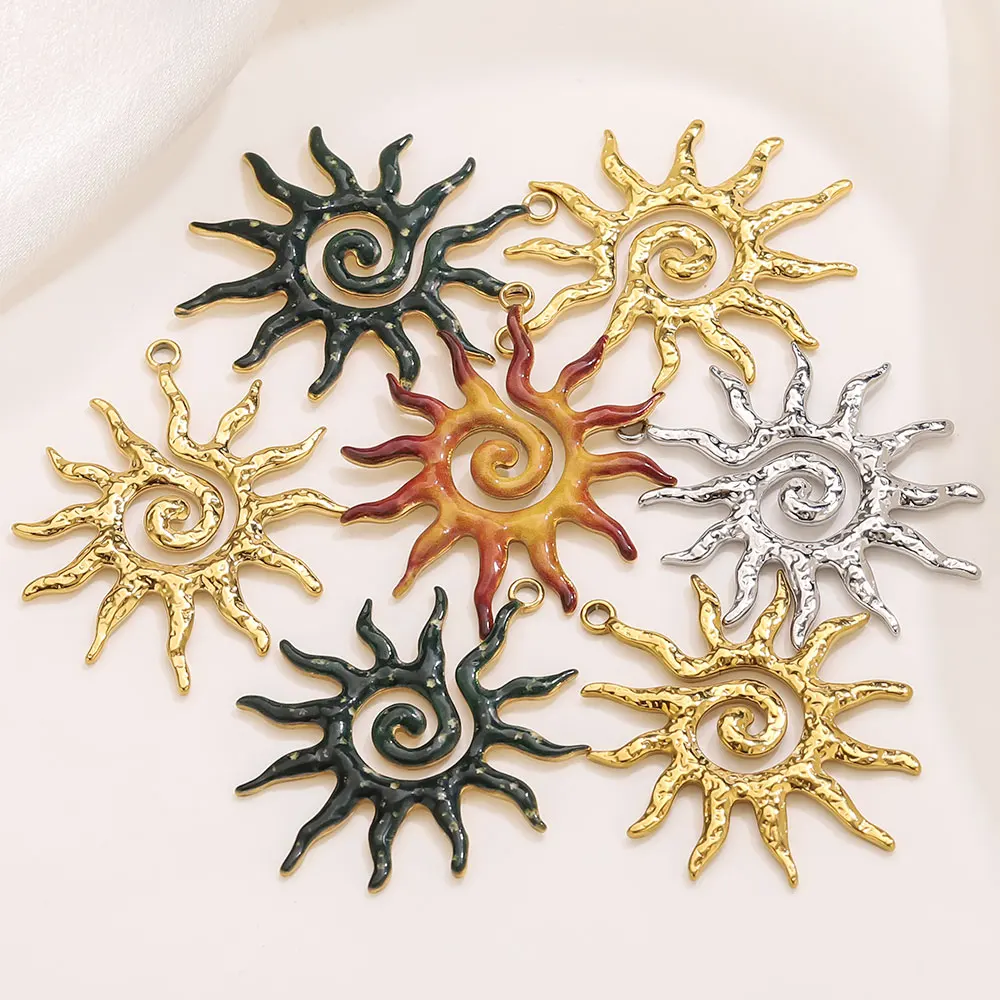5 PCS Heart Sun Stainless Steel Charms Gold-Plated Pendant Accessorie DIY Jewelry Making For Women's Earring Necklaces Wholesale