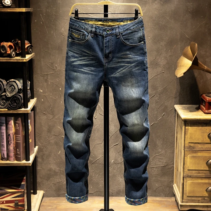 

2025 Spring Autumn New Classic Fashion Solid Elastic Small Foot Pants Men's Casual Slim Comfortable High-Quality Jeans