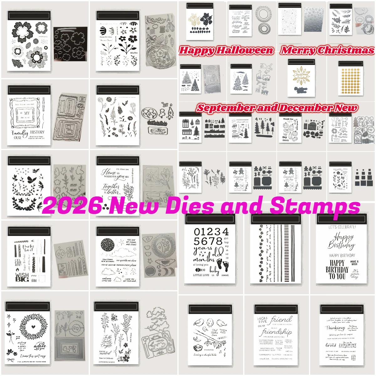 Frohe Weihnachten, fröhliches Halloween, Geschenk-Stanzformen, Metall-Stanzformen, Stempel, DIY, Scrapbooking, Karten, Schablone, Papierkarten, handgefertigtes Album