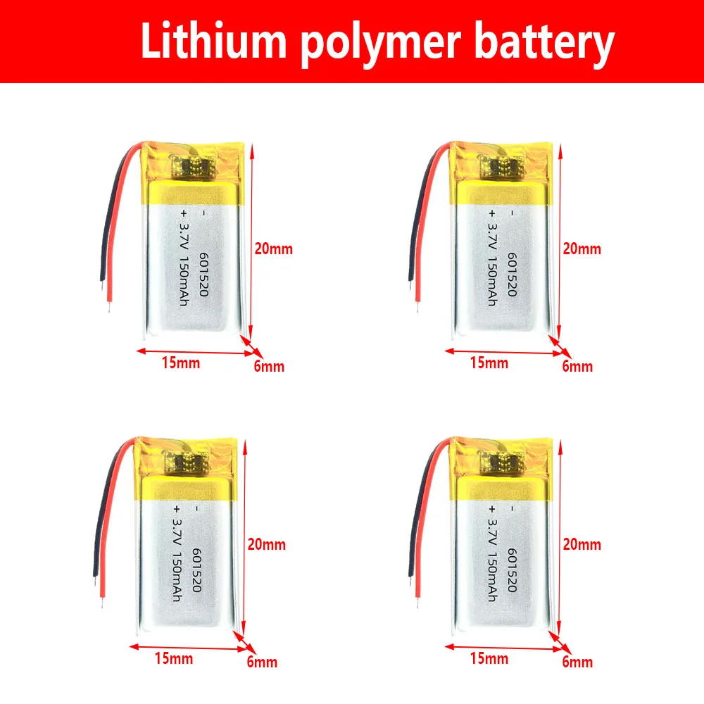 SUNOO 601520 3.7V 150mAh Lithium Polymer LiPo Rechargeable Battery For Mp3 Headphone Recorder Bluetooth Headset Smart Watch