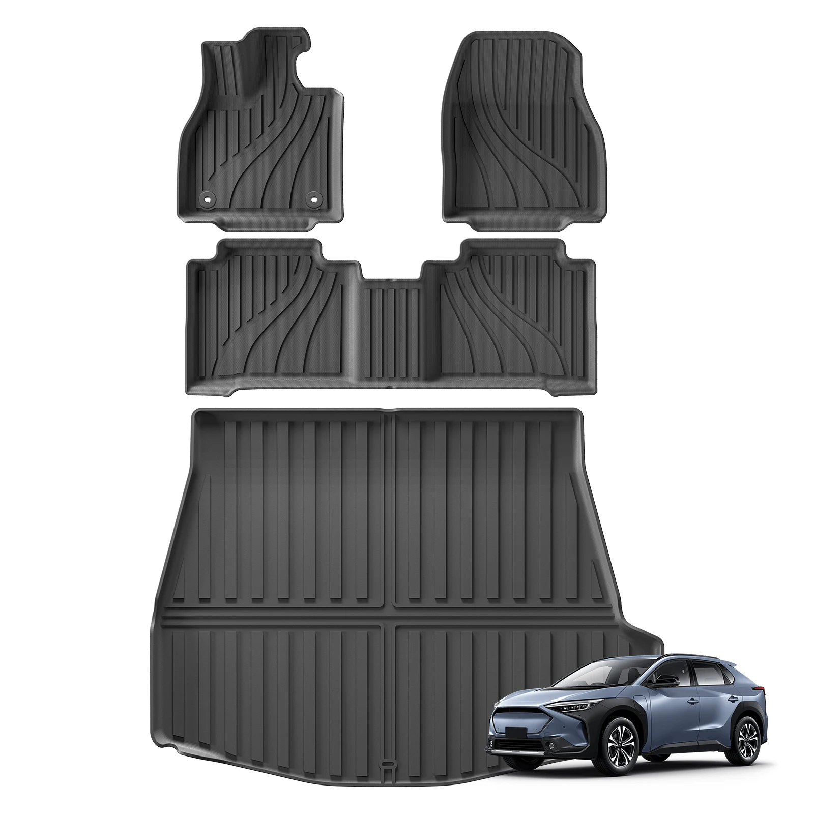 for Subaru Solterra 2023 2024 2025 TPE 3D Car Floor Mats Cargo Liner Trunk/Backrest Pad Waterproof Black