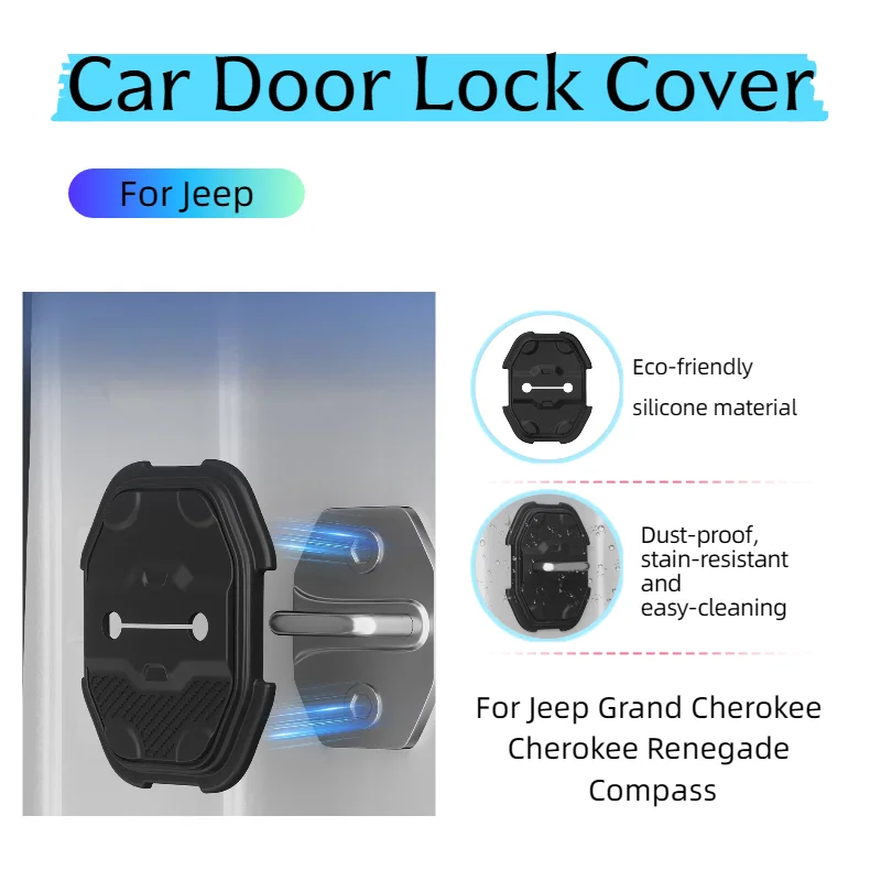 

4pcs Silicone Car Door Lock Cover Protector Anti-Collision Shock Absorbing Pad For Jeep Grand Cherokee Cherokee Renegade Compass