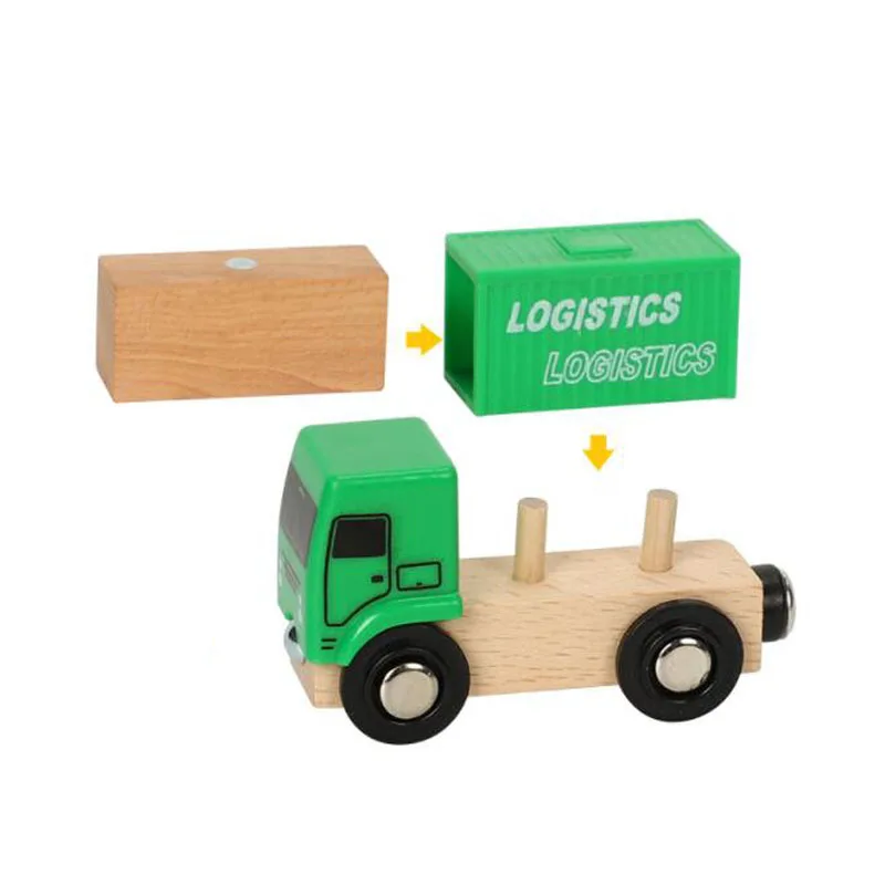 Wooden Magnetic Train Car Locomotive Toy Wood Railway Car Accessories Toys for Kids Gifts Fit Wood Biro Thomas Tracks