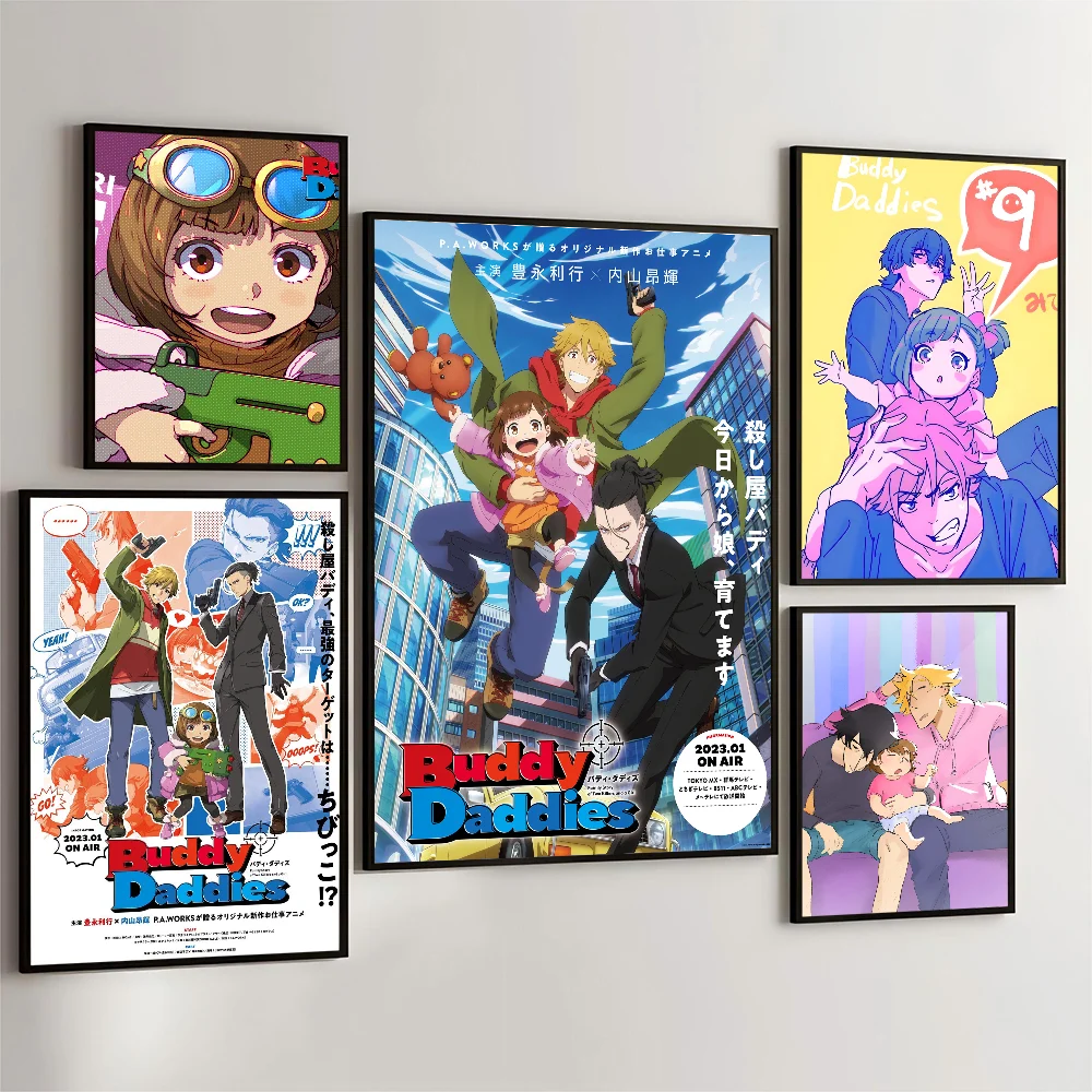 1PC2023 Anime Buddy Daddies Poster Movie Sticky Posters Retro Kraft Paper Sticker DIY Room Bar Cafe Aesthetic Art Wall Painting