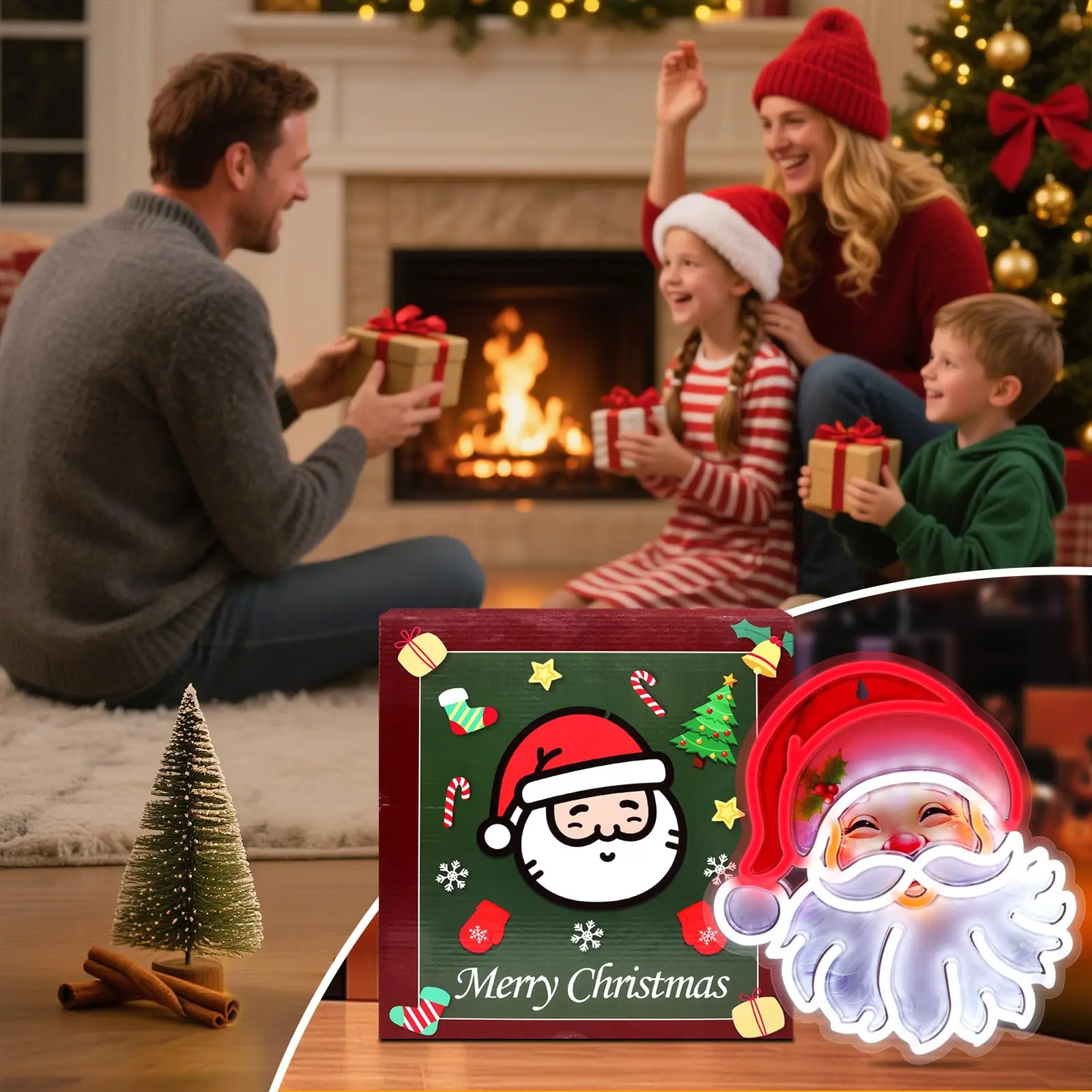 Santa Claus LED Neon Sign for Wall Decor Christmas Light 10 Adjustable Brightness USB Personalized Gift Events Birthday Home
