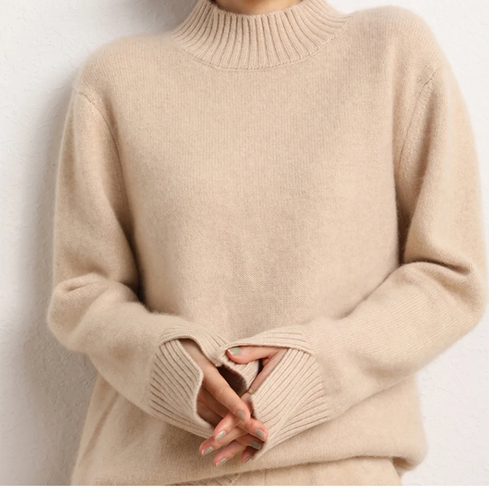 

2022 Autumn and Winter Half Turtleneck Thickened Bottoming Knitwear Cashmere Soft Pullover Sweater for Women