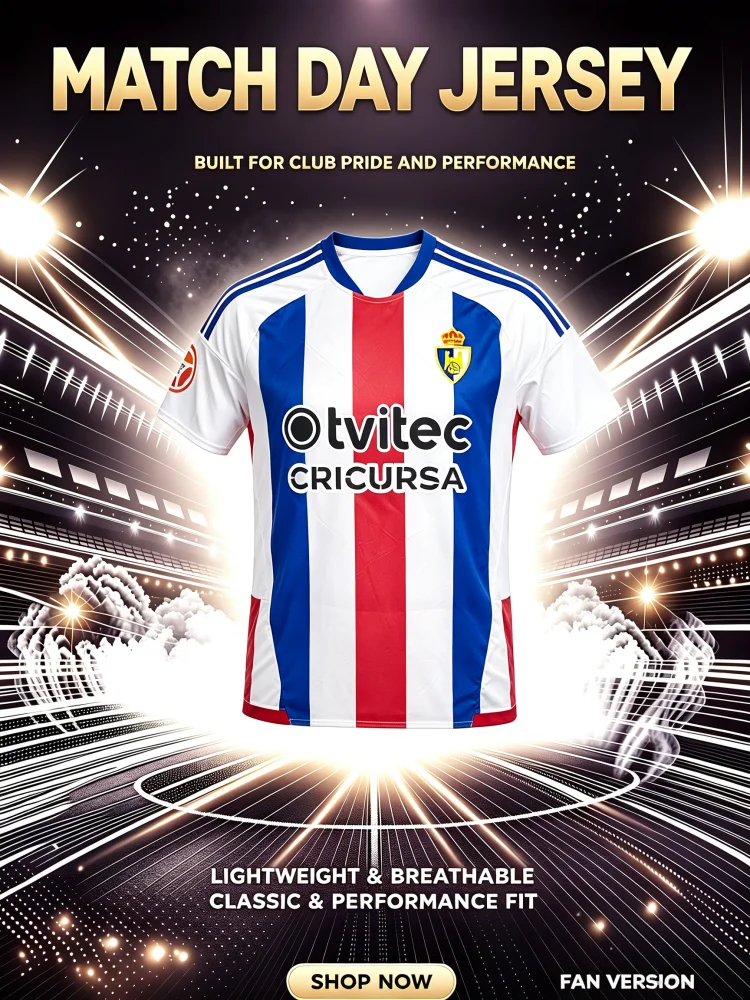 26-27 Spanien SD Ponferradina Fußballtrikot Sport Schnelltrocknend Atmungsaktiv Herren Damen Fußballfans Freizeit-T-Shirt Familien- und Kinder-T-Shirts – Detail 3