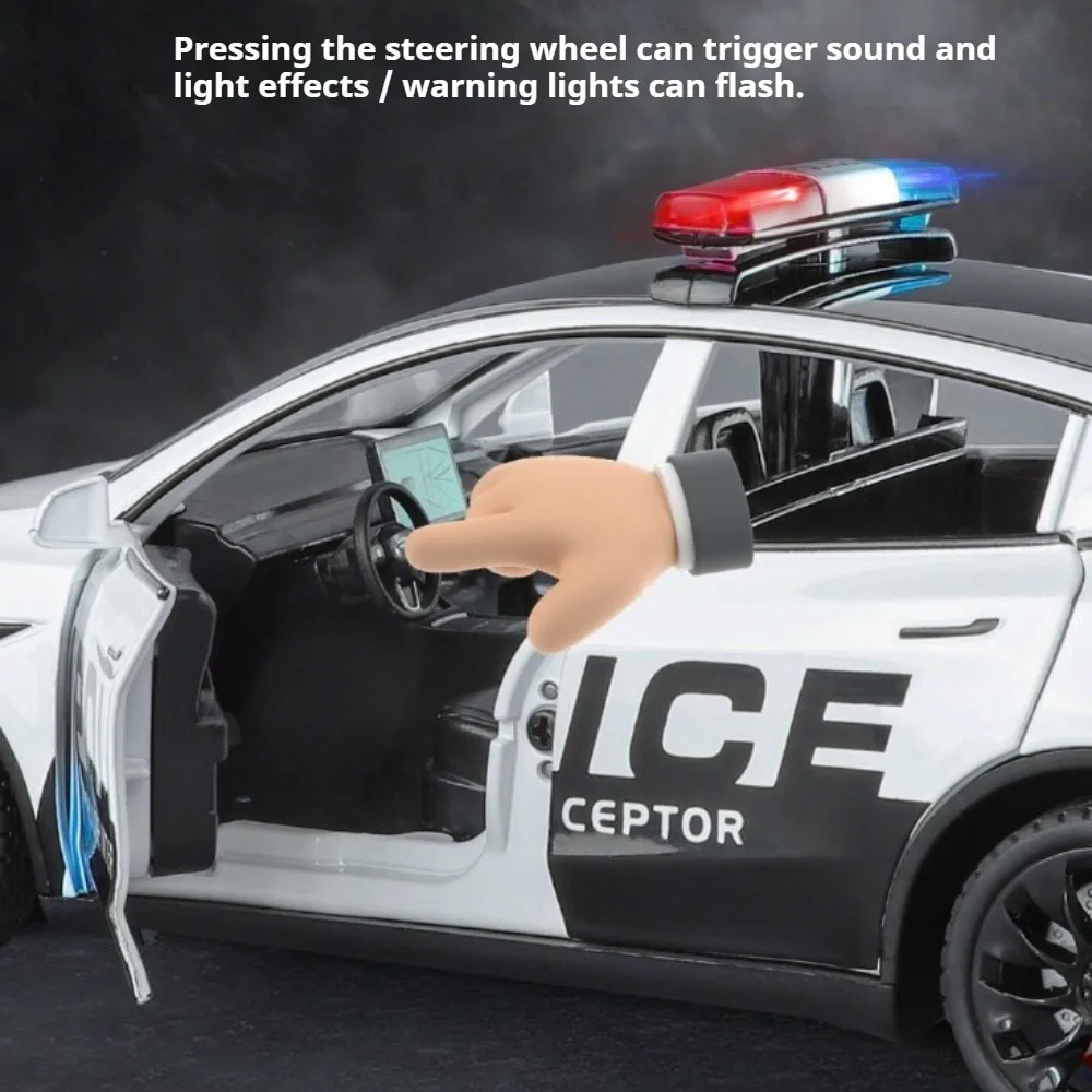 1:24 MODEL Y Prado LC250 Police Car Model Toy Sound Light Public Security 911 Emergency Vehicle Models Birthday Gift for Boys view 5