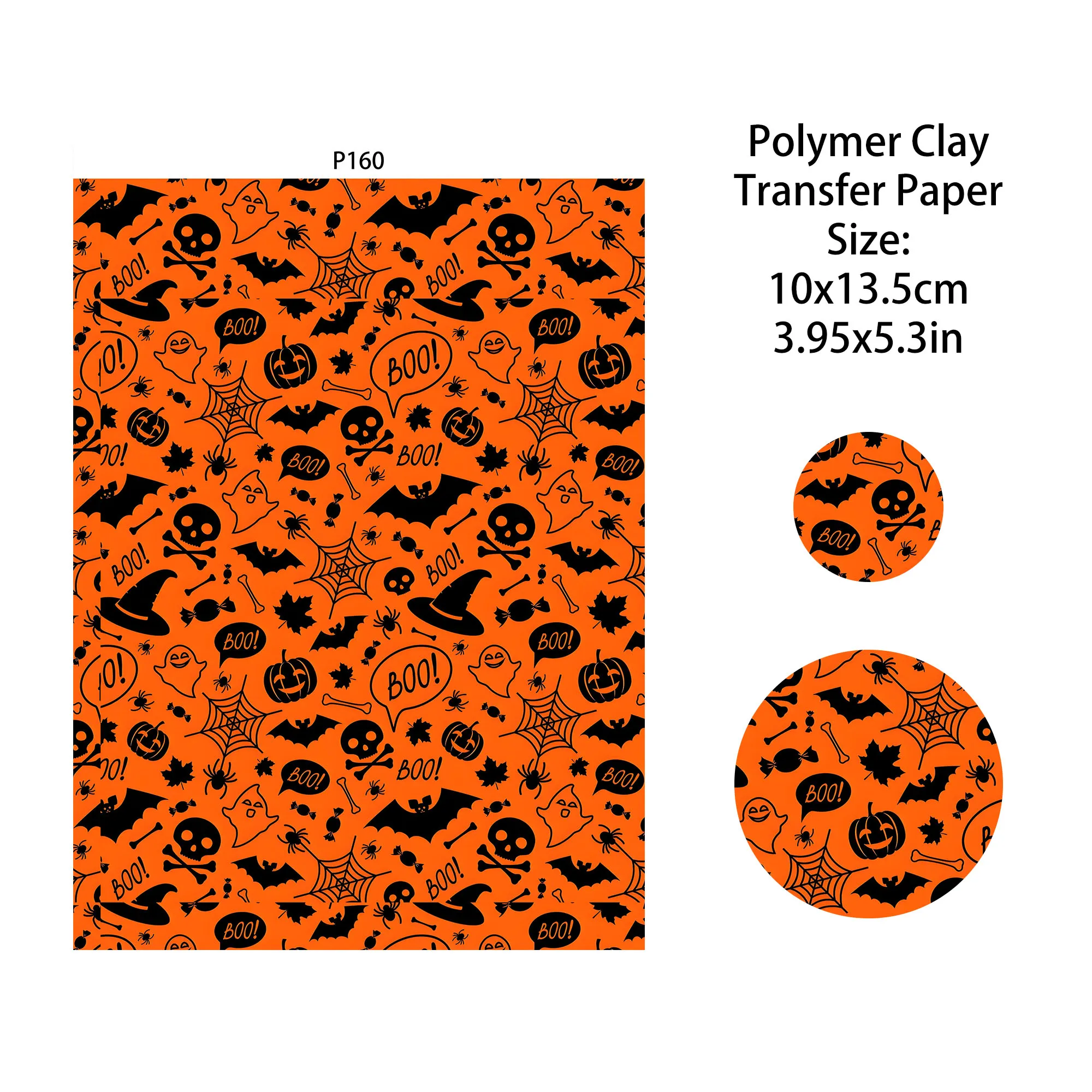 Halloween Theme Polymer Clay Transfer Paper Ghost/Bats/Pumpkin Pattern Disposable Stickers Printing Paper Earrings Making