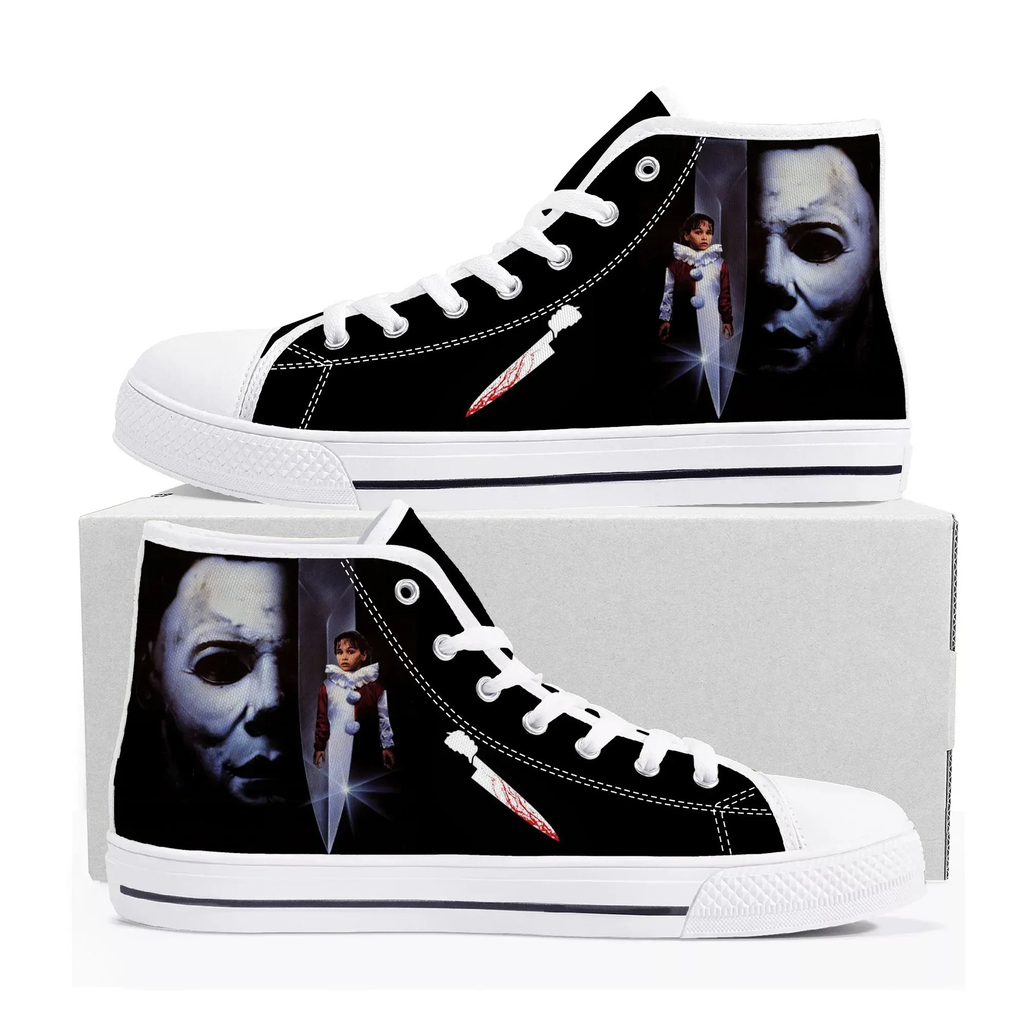 Horror Halloween High Top Quality Shoes Michael Myers Mens Womens Teenager Canvas Sneaker Casual Couple Sneakers Custom Shoe