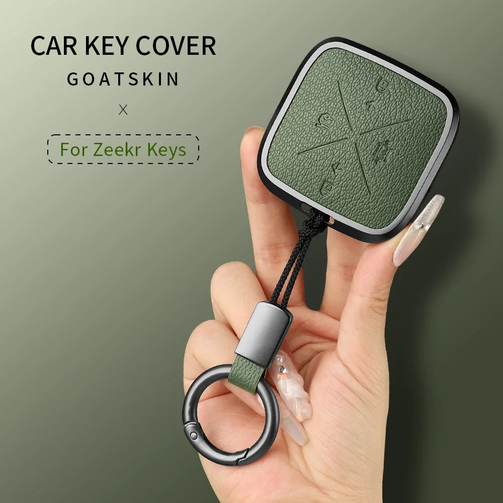 

Metal And Leather 4 Button Car Key Case Cover For Zeekr X 001 009 2022 2023 Car Key Case Protect Fob