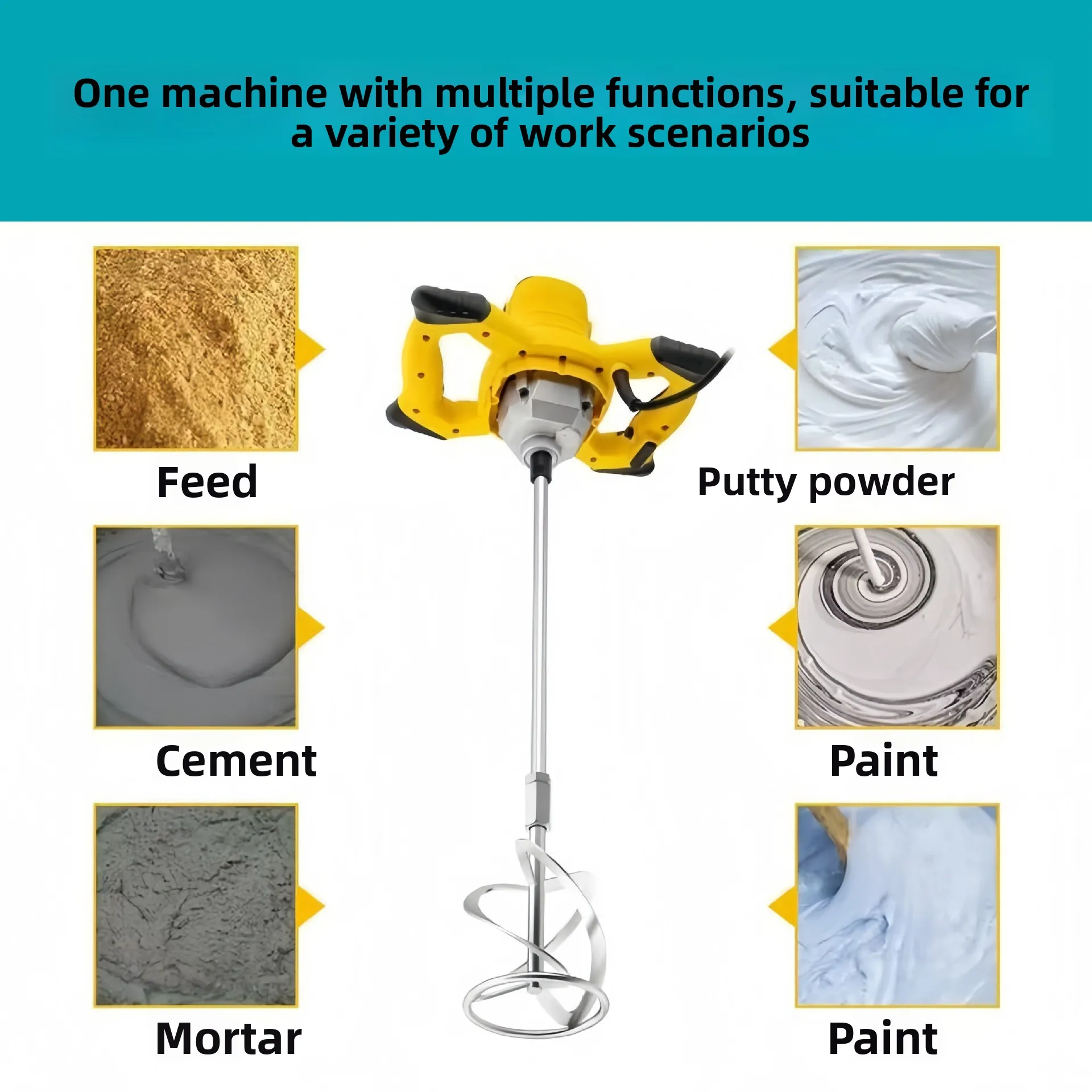 Manual Industrial Electric Mixer, Putty Powder, Paint Dust Beater, High Power