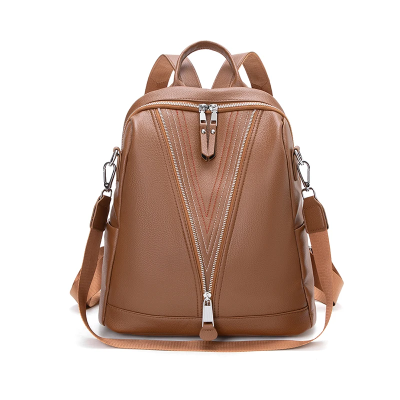 

PU Women Backpack High Quality Soft Leather Women Bag Fashionable Anti Theft Lady Backpack Luxurious Design Large Capacity Bag