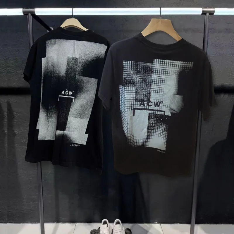 Graffiti Splashed Ink Vintage ACW Tshirts Summer Men Tees Black Round Neck Short Sleeve Casual Street Outfit Women Tops