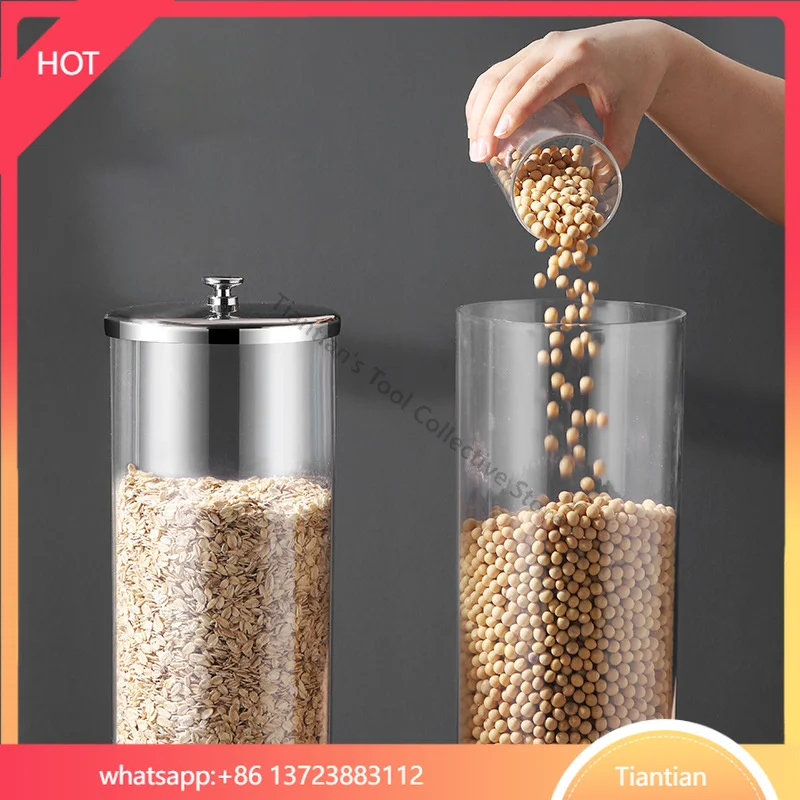 Dual Grain Dispenser with Partial Control Red Chrome Dry Food Container Countertop Pantry Storage
