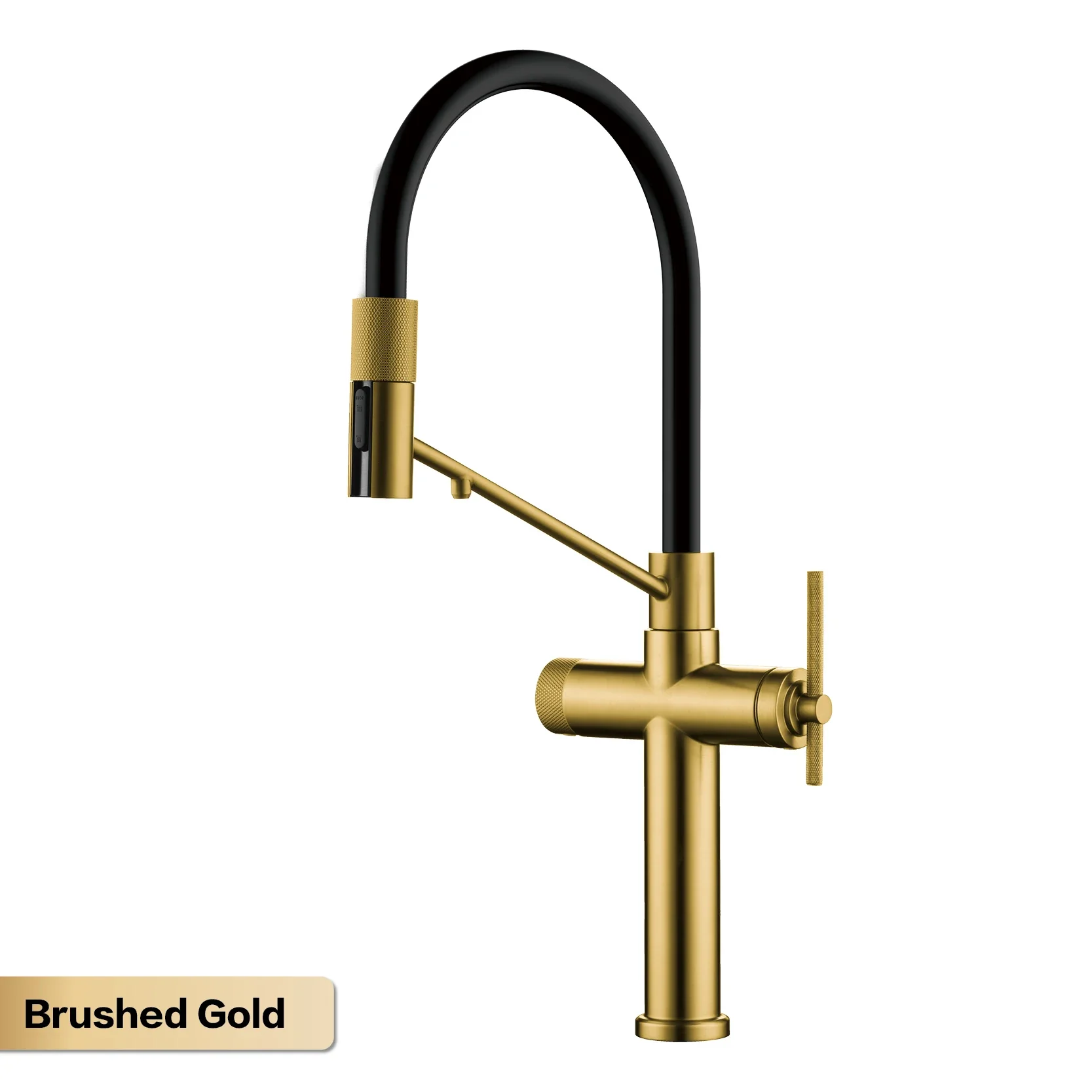 Brass 3-in-1 Single Hole Kitchen Faucet Separate Filter Water Tap Pull Out Sprayer