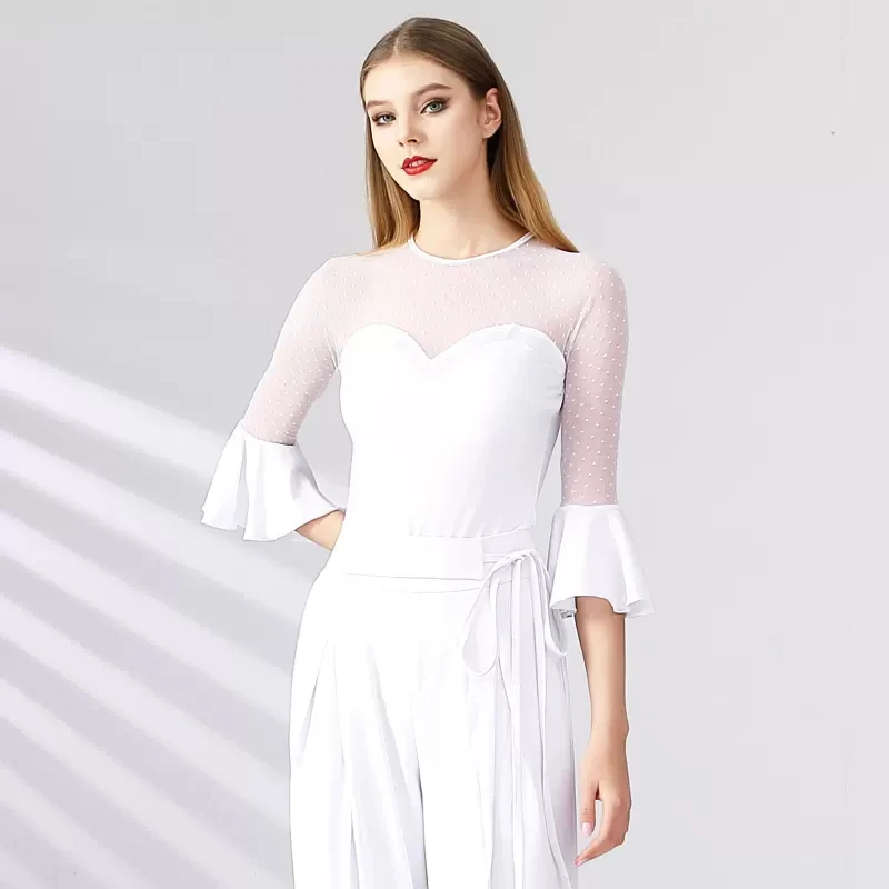 Moderner Rock mit Trompetenärmeln, Gesellschaftstanz, Walzer, Gesellschaftstanz, Übungskostüm